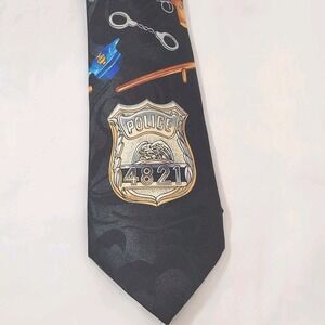 Steven Harris Tie Handmade Police Badge #4821 Sheriff Law Enforcement‎ Black